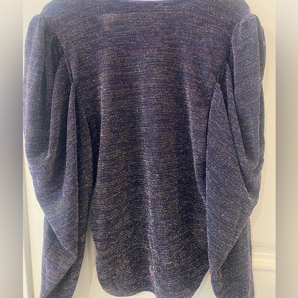 Ramy Brook Charlize Keyhole-Front Metallic Top Size L in Purple Multi - Picture 15 of 16